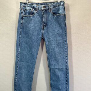 Levis 505 Jeans Mens 34 Medium Wash Cotton Stretch Straight Leg Pockets